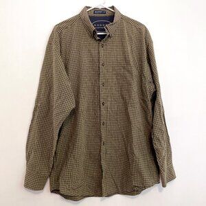 VINTAGE VTG ? HAGGAR Mens Brown Tan Plaid Cotton Long Sleeve Button Down Shirt L